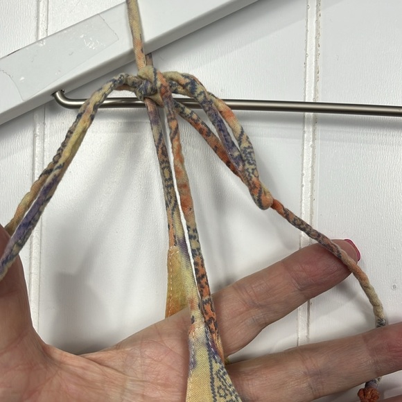 Womens Jumpsuit Tie Slip Straps Blue Snowflake Stripes Tie Dye Wide Leg Zip Back - Picture 3 of 16